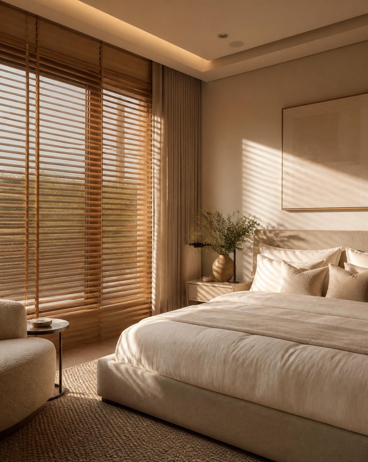 Ambiente sofisticado com cortinas de linho